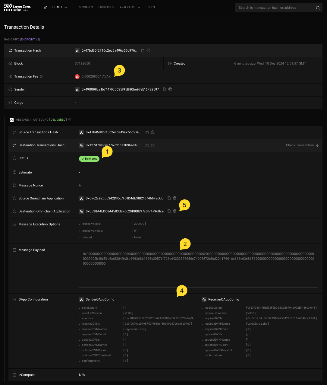 LayerZero Scan Transaction Status